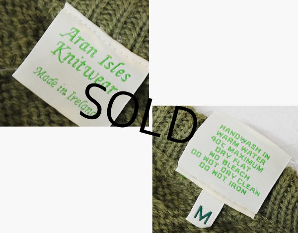 画像2: アイルランド製【Aran Isle Knitwear】【緑】【アランセーター】フィッシャーマンセーター サイズM   (2)