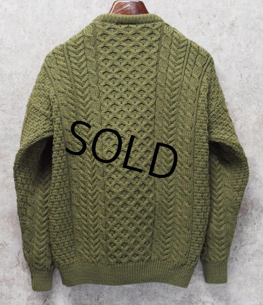 画像3: アイルランド製【Aran Isle Knitwear】【緑】【アランセーター】フィッシャーマンセーター サイズM   (3)
