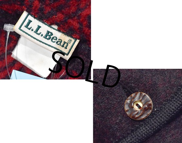 画像2: 【ビンテージ】【L.L.Bean】LLビーン【赤茶x裏幾何学模様】レディースL程度【ウールコート】レディース古着  (2)