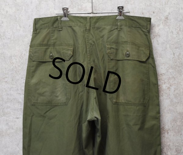 画像3: 60's【米軍実物】【ビンテージ】コットンポプリン【ベイカーパンツ】【ユーティリティパンツ】【W35程度】  (3)