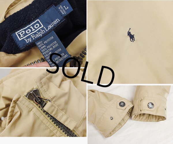 画像2: 【ポロラルフローレン】【ベージュ】【紺地フリース】【フード収納】【ブルゾン】フルジップアップジャケット【サイズL】  (2)