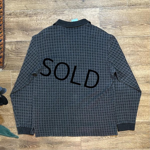 画像3: ビンテージ【Eddie Bauer】【エディーバウアー】【白タグ】【黒xグレー】【チェック】【長袖ポロシャツ】【サイズS】  (3)