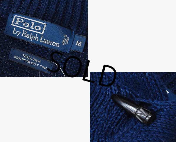 画像2: 【ラルフローレン】【POLO RALPH LAUREN】【紺】コットンリネン【ショールカラーセーター】【サイズM】  (2)