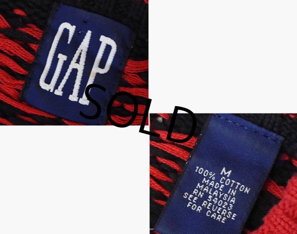 画像2: 【ビンテージ】【オールドギャップ】【GAP】【赤×黒】【雪柄】【コットンセーター】【サイズM】  (2)