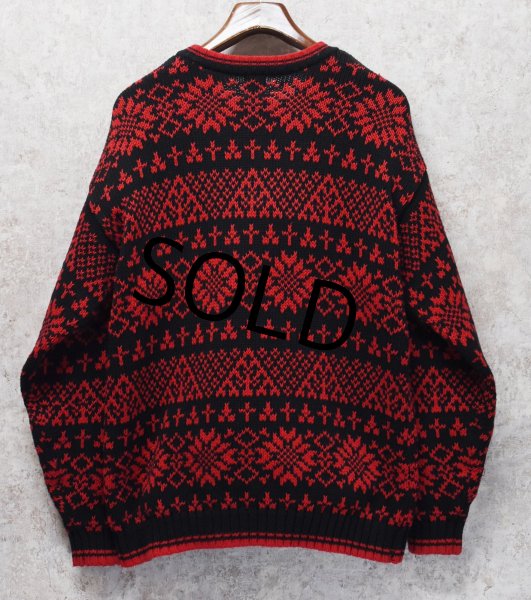 画像3: 【ビンテージ】【オールドギャップ】【GAP】【赤×黒】【雪柄】【コットンセーター】【サイズM】  (3)