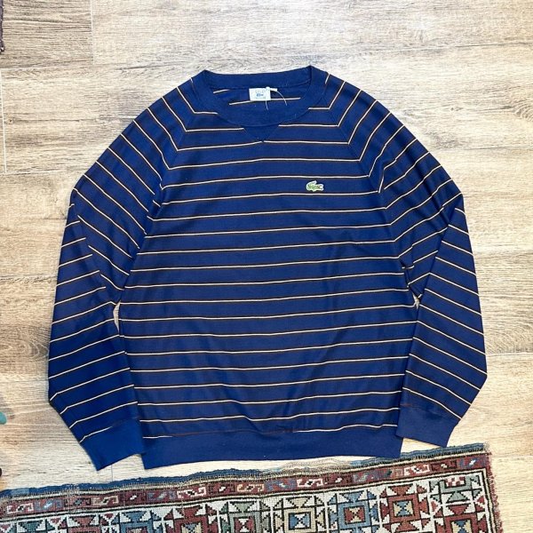 画像1: 70’ｓ〜【ビンテージ】IZOD【ラコステ】【紺×茶ｘ白】ボーダー【ロンＴ】【サイズＬ】  (1)