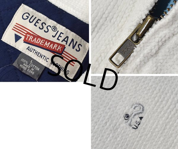 画像2: 【GUESS JEANS】【ゲスジーンズ】【ビンテージ】【中綿入り】【白】【スタンドカラー】【コーデュロイブルゾン】【サイズL】  (2)