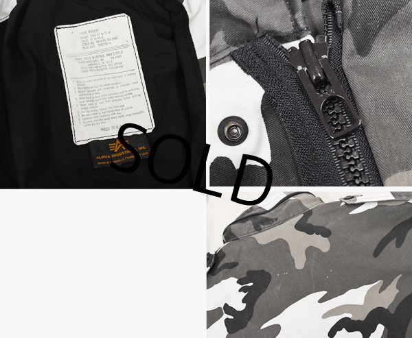 画像2: 90's ビンテージ USA製【U.S.ARMY】米軍【アルファ製】【M-65】【白×黒】モノトーン【フィールドジャケット】【L-R】  (2)