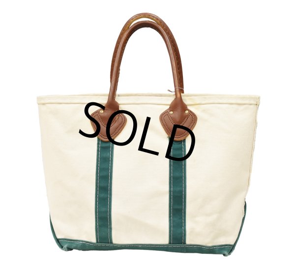 画像3: 80's【ビンテージ】【L.L.bean】【レザーハンドル】【エルエルビーン】生成りｘ緑【キャンバス】【トートバッグ】【キャンパストート】  (3)