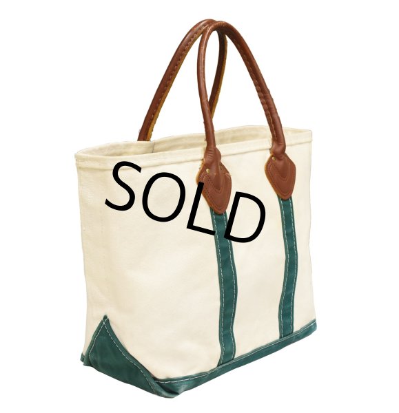 画像6: 80's【ビンテージ】【L.L.bean】【レザーハンドル】【エルエルビーン】生成りｘ緑【キャンバス】【トートバッグ】【キャンパストート】  (6)