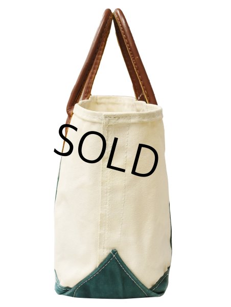 画像4: 80's【ビンテージ】【L.L.bean】【レザーハンドル】【エルエルビーン】生成りｘ緑【キャンバス】【トートバッグ】【キャンパストート】  (4)