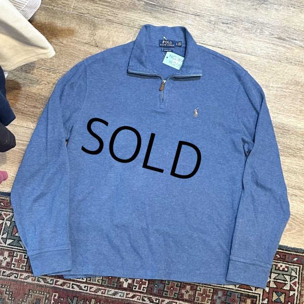 画像1: 【ラルフローレン】POLO RALPH LAUREN【ESTATE RIB】【青色】【無地】【ハーフジップ】【コットンセーター】【サイズL】   (1)