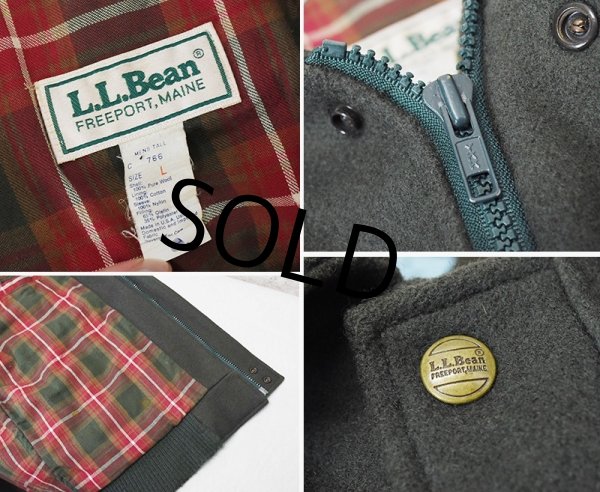 画像2: 【USA製】【ビンテージ】【ＬＬビーン】【L.L.bean】オリーブ【裏地チェック】【ウールブルゾン】【サイズＬ】  (2)