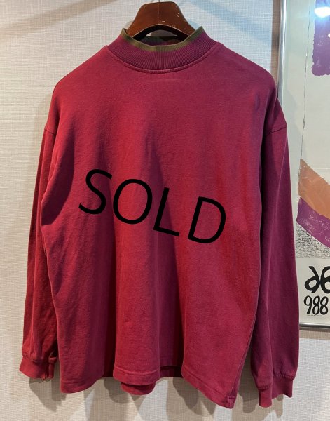 画像1: 【オールドギャップ】【GAP】エンジx緑【コットン】【モックネックロンT】【サイズS】  (1)