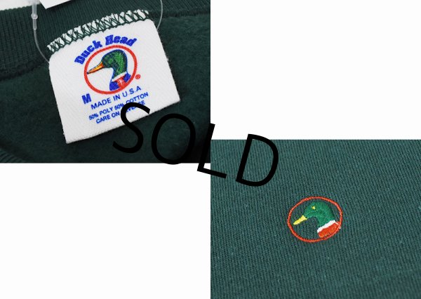 画像2: 程度良好!! 90's【USA製】【ビンテージ】【Duck Head】【緑】【ロゴ刺繍】【スウェット】【サイズM】  (2)