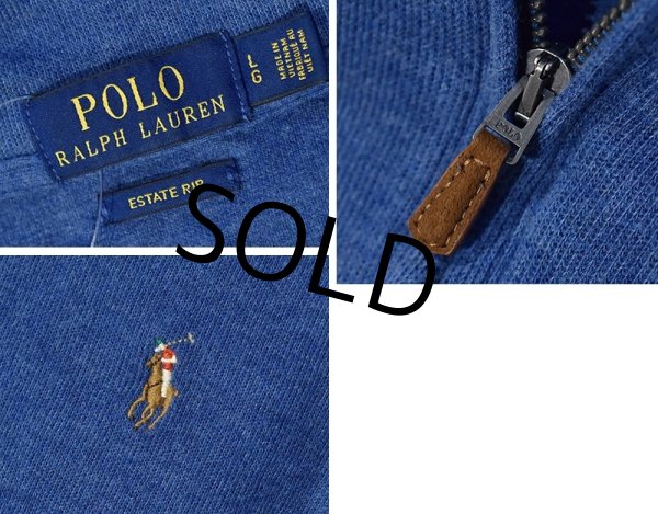 画像2: 【ラルフローレン】POLO RALPH LAUREN【ESTATE RIB】【青色】【無地】【ハーフジップ】【コットンセーター】【サイズL】   (2)