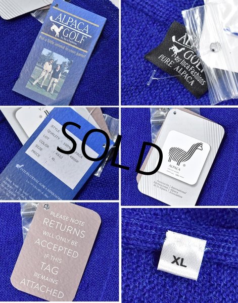 画像2: デッドストック【ビンテージ】【ALPACA GOLF】 アルパカゴルフ【青】【アルパカ】【Vネックセーター】サイズXL  (2)