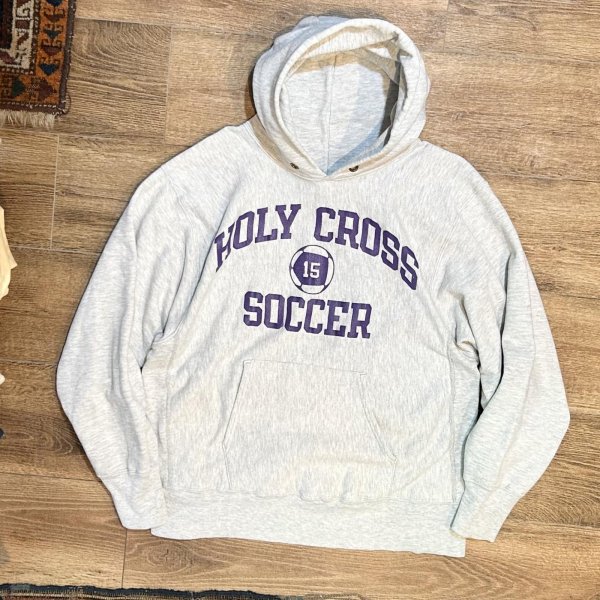 画像1: 【80's】【USA製】【ビンテージ】【チャンピオン】【Champion】HOLY CROSS〜　【トリコタグ】【グレー】【リバースウィーブパーカー】【サイズL】  (1)
