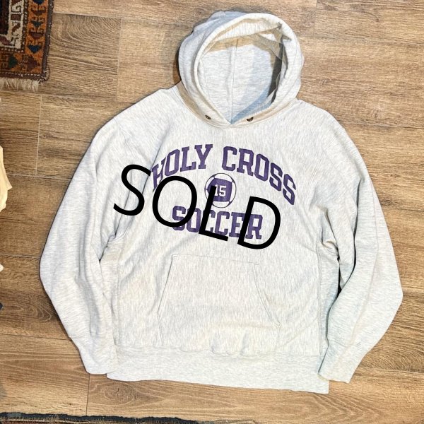 画像1: 【80's】【USA製】【ビンテージ】【チャンピオン】【Champion】HOLY CROSS〜 【トリコタグ】【グレー】【リバースウィーブパーカー】【サイズL】  (1)