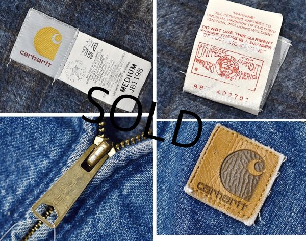 画像2: USA製 ビンテージ【carhartt】【カーハート】【デニム地x裏地ブランケット】アクティブパーカー【フルジップパーカー】【サイズM】  (2)