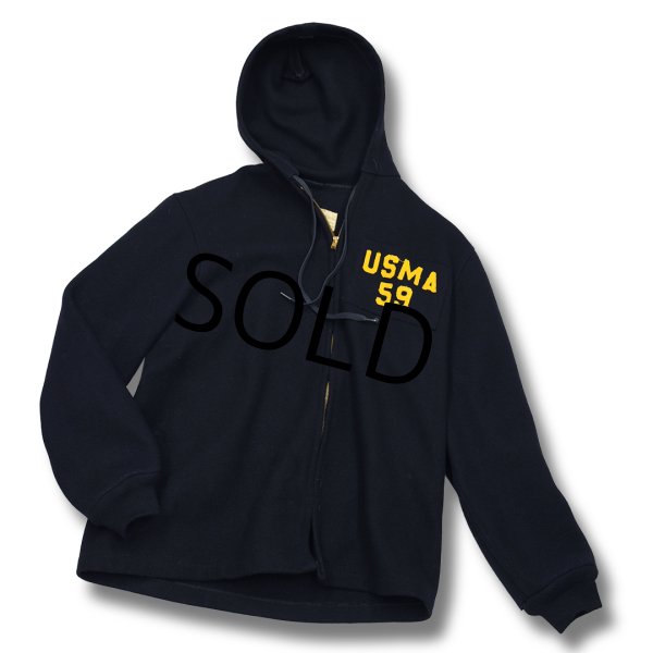 画像1: 【50's】【ビンテージ】【USMA】【カデットストアウエストポイント】【黒】【ウール】ジップアップカデットパーカー【カデットコート】  (1)