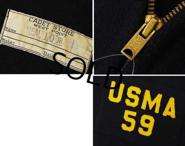 画像2: 【50's】【ビンテージ】【USMA】【カデットストアウエストポイント】【黒】【ウール】ジップアップカデットパーカー【カデットコート】  (2)