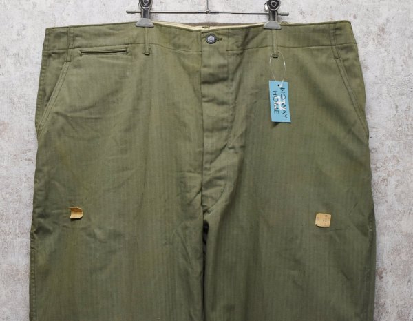 画像1: 【デッドストック】40's【ビンテージ】【米軍実物】U.S.ARMY【M-42】【HBTパンツ】フィールドトラウザーズ【44×31】   (1)
