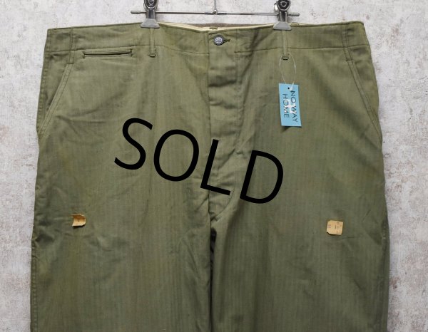 画像1: 【デッドストック】40's【ビンテージ】【米軍実物】U.S.ARMY【M-42】【HBTパンツ】フィールドトラウザーズ【44×31】   (1)