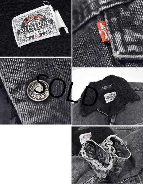画像2: 【USA製】90’s ビンテージ【Levis】リーバイス【AUTHENTIC】【オールブラック】ボア付きジャケット【サイズM】  (2)