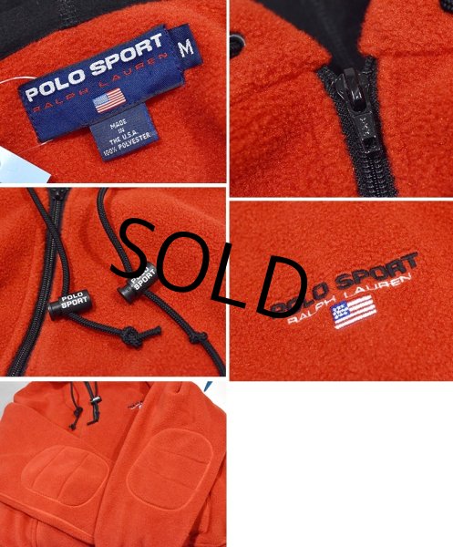 画像2: 90's~ デッドストック【POLO SPORT】【ポロスポーツ】【ビンテージ】【ラルフローレン】赤×黒【ハーフジップフリースパーカー】【フリースアノラックパーカー】【サイズM】  (2)
