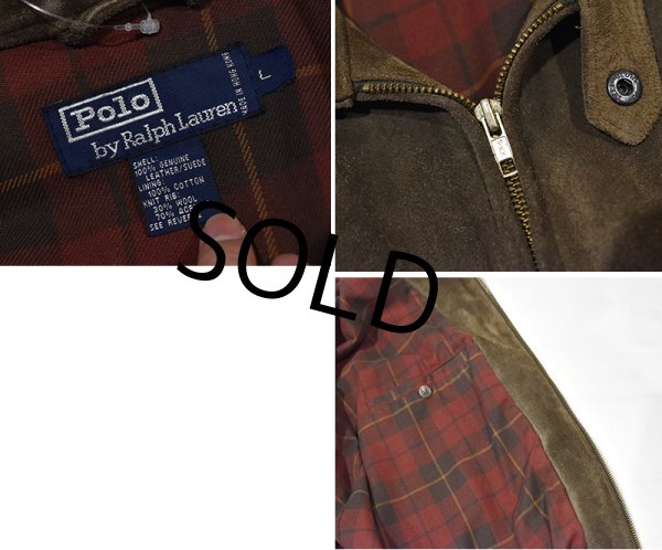 画像2: 90's~ ビンテージ【ラルフローレン】【POLO RALPH LAUREN】ブラウン チンストラップ付き【スエードブルゾン】スウィングトップ【サイズＬ】  (2)