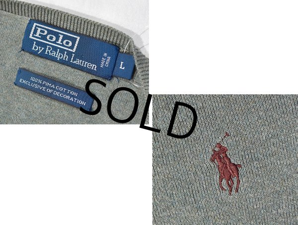 画像2: ビンテージ【ラルフローレン】POLO RALPH LAUREN【若草色】【Vネック】【コットンセーター】【サイズL】   (2)