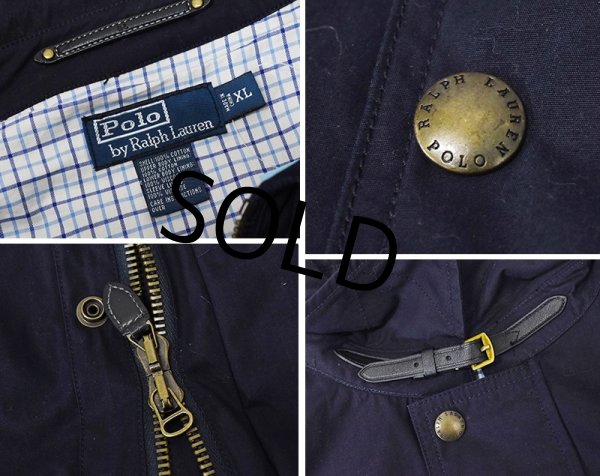 画像2: 【RALPH LAUREN】【ラルフローレン】【ネイビー×裏地チェック】【コットンジャケット】【ジップアップコート】【サイズXL】  (2)