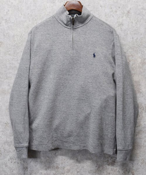 画像1: 【ラルフローレン】POLO RALPH LAUREN【グレー】【無地】【ハーフジップ】【コットンセーター】【サイズM】   (1)