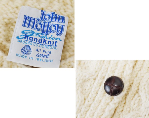 画像2: ビンテージ【アイルランド製】【JOHN MOLLOY】ジョンモロイ 【アランカーディガン】サイズW-L程度【レディース古着】  (2)