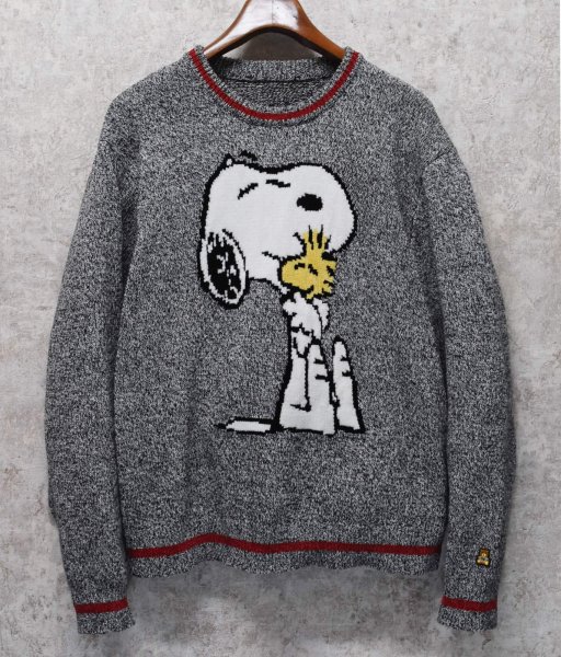 画像1: 【ビンテージ】【Teddy Fresh】スヌーピー【黒ｘ白ｘリブ赤ライン】【セーター】  (1)