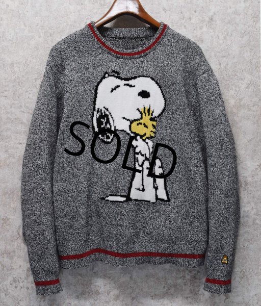 画像1: 【ビンテージ】【Teddy Fresh】スヌーピー【黒x白xリブ赤ライン】【セーター】  (1)