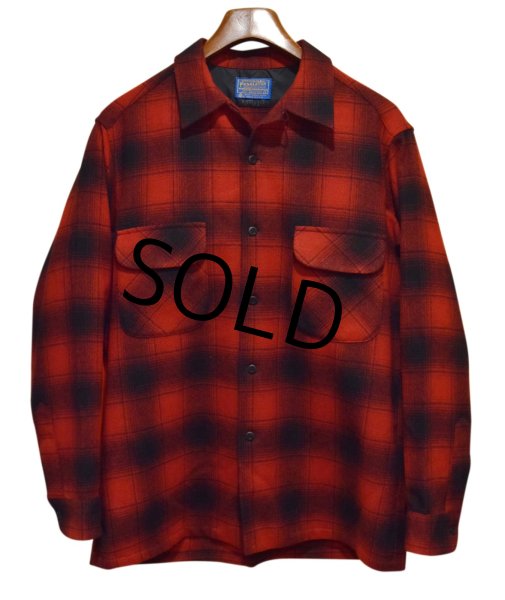 画像1: 程度良好!!【USA製】70’ｓ【ビンテージ】【ペンドルトン】Pendleton【赤×黒】【オンブレチェック】【ウールシャツ】【サイズＬ】  (1)