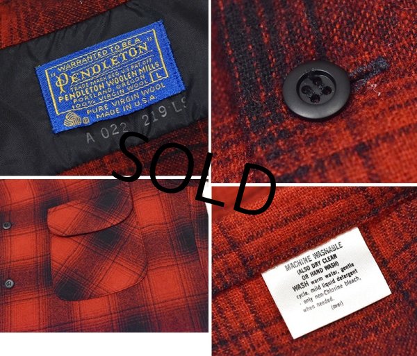 画像2: 程度良好!!【USA製】70’s【ビンテージ】【ペンドルトン】Pendleton【赤×黒】【オンブレチェック】【ウールシャツ】【サイズL】  (2)