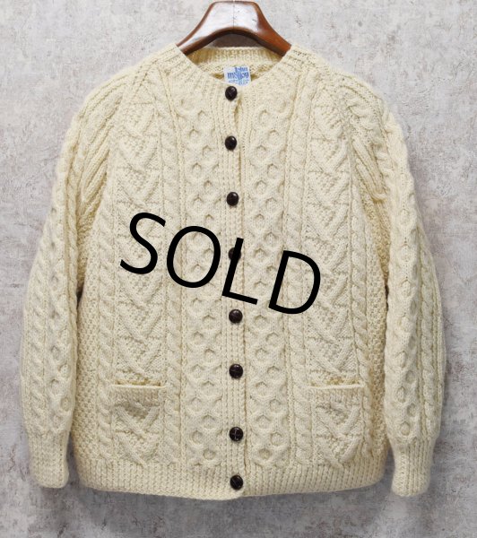 画像1: ビンテージ【アイルランド製】【JOHN MOLLOY】ジョンモロイ 【アランカーディガン】サイズW-L程度【レディース古着】  (1)