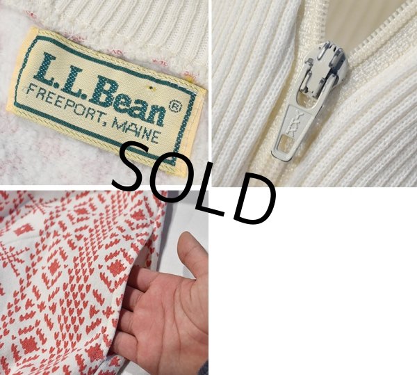 画像2: 80's~【ビンテージ】L.L.Bean【ＬＬビーン】【白ｘ赤】総柄【ハーフジップスウェット】 レディース古着  (2)