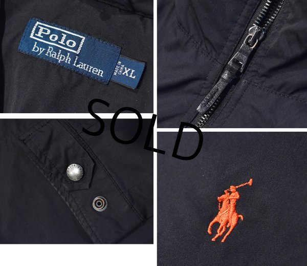 画像2: 【ラルフローレン】ビンテージ 黒 フード付き ナイロン【フルジップジャケット】【サイズXL】  (2)