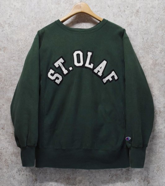 画像1: 90's【USA製】【Champion】【チャンピオン】【リバースウィーブ】【ST.OLAF】【聖オラフカレッジ】【緑】【スウェット】【サイズL】 (1)