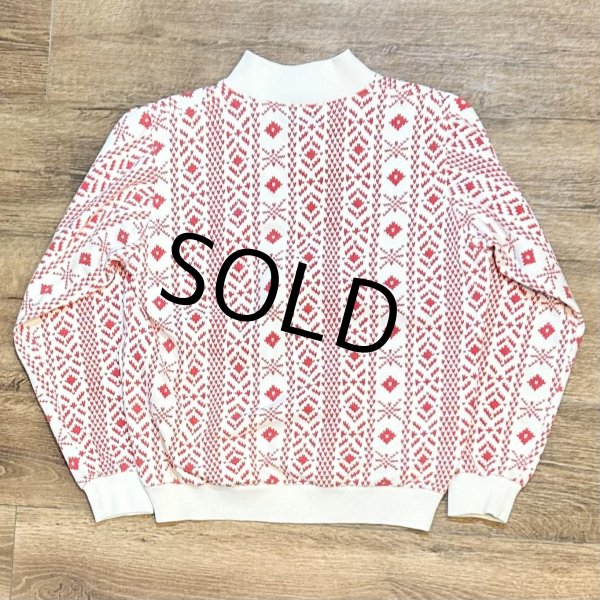 画像3: 80's~【ビンテージ】L.L.Bean【ＬＬビーン】【白ｘ赤】総柄【ハーフジップスウェット】 レディース古着  (3)