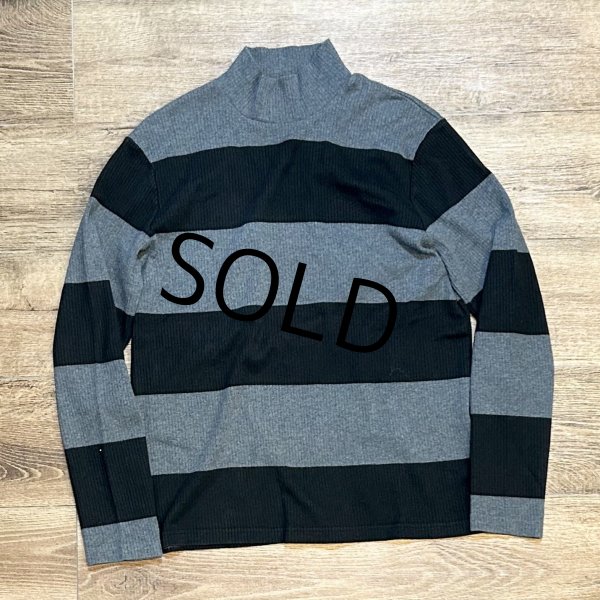 画像1: 【ラルフローレン】POLO RALPH LAUREN【黒xチャコール】ボーダー 針抜き【タートルネックロンT】【サイズM】  (1)