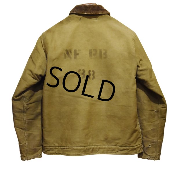 画像3: 40's【ビンテージ】【米軍実物】【U.S.NAVY】【N-1】【バックステンシル入り】【デッキジャケット】【US38程度】  (3)