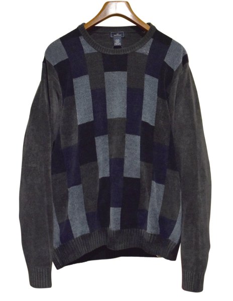 画像1: 【ビンテージ】【Dockers】ドッカーズ【黒ｘブルー×ブラウン】【アクリルｘレーヨン】【タオル地】スウェット【サイズXL】  (1)