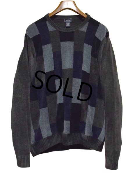 画像1: 【ビンテージ】【Dockers】ドッカーズ【黒ｘブルー×ブラウン】【アクリルｘレーヨン】【タオル地】スウェット【サイズXL】  (1)