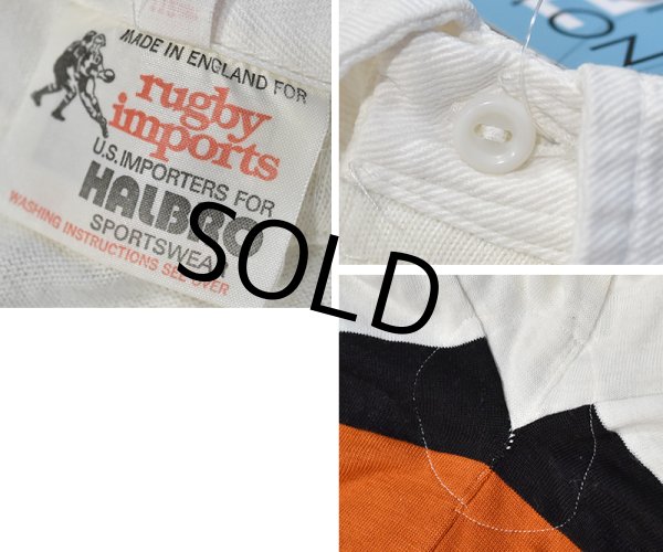 画像2: 【ENGLAND製】ビンテージ【HALBRO】【白ｘエンジｘ黒ライン】【ラガーシャツ】【ＵＫ４４】  (2)