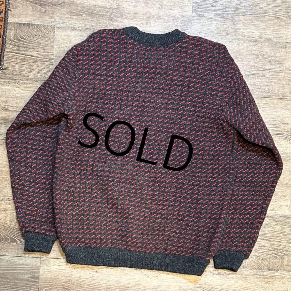 画像3: 80’s ノルウェー製【L.L.Bean】【ＬＬビーン】【バーズアイ】【チャコール×赤】【ウールニットセーター】【サイズＬ】  (3)